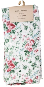 Laura Ashley Cotton Gauze Kitchen Towel Towels 2pc Set Floral Flowers Spring New - Picture 1 of 3