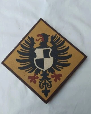 antike Bodenfliese, 17x17x2cm, Abbildung Reichsadler, rückseitig Mörtelanhaftung - Bild 1 von 4