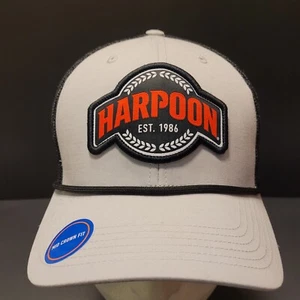 NWT Harpoon Brewery Snapback Trucker Hat One Size Mid Crown Fit Gray Black Mesh - Picture 1 of 9