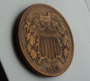 (MINT+++!) NICE TONE AND COLOR+++!(LRG MOTTO)1864 TWO CENT PIECE - BEAUTY!! - Picture 1 of 7