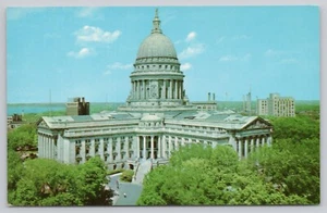 Luftaufnahme Bundesstaat Hauptstadt Madison Wisconsin Chrom Postkarte - Bild 1 von 2