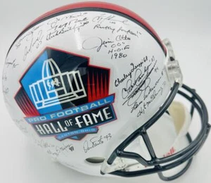 JIM BROWN DAN MARINO JOE MONTANA JERRY RICE SIGNED HALL OF FAME FULL SIZE HELMET - Picture 1 of 8