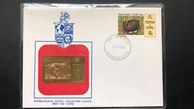 *Artículo de coleccionista* 1981 Tristan Da Cunha FDC con sello de lámina de oro Foto 1 de 2