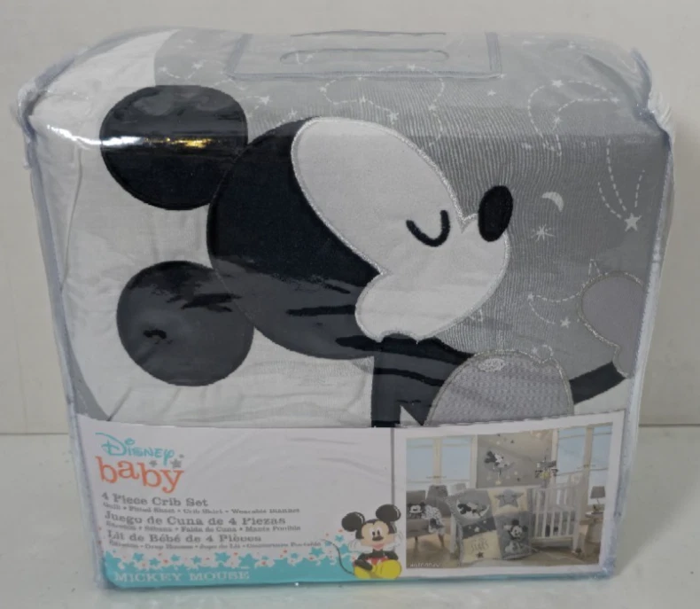 Lambs & Ivy Mickey Mouse 4piece Crib Bedding Set Gray