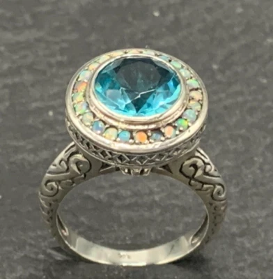 Ring Aquamarin synth. & Opal  925er Silber  Gr. 56  - Bild 1 von 4