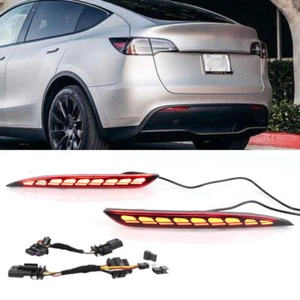 LED Rear Bumper Fog Light Set Plug In Style Lamps Bulbs For Tesla Model Y 20-22 - Foto 1 di 7
