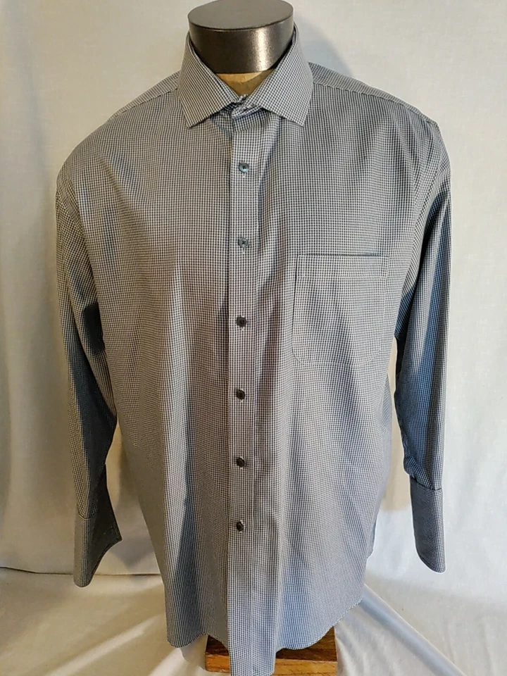 Camisa de vestir Tasso Elba gris pata de gallo Oxford 100 % algodón manga larga XL NUEVA SIN ETIQUETAS Foto 1 de 4
