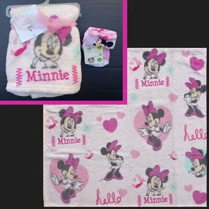 Disney Baby Minnie Mouse Plush Micro Fleece Blanket + 3pr 6-12m Bootie Socks - Picture 1 of 14