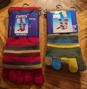 Zwei Paar mehrfarbige Zehensocken - Einheitsgröße - Bild 1 von 2