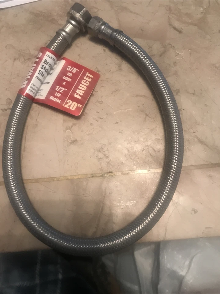 Nueva línea de suministro de grifo trenzado de acero inoxidable de 1/2" de 20 vatios compresión de 3/8" nuevo en paquete Foto 1 de 1