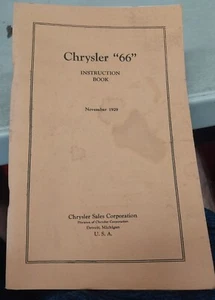 1929 CHRYSLER 66  Instruction Book  - Picture 1 of 1