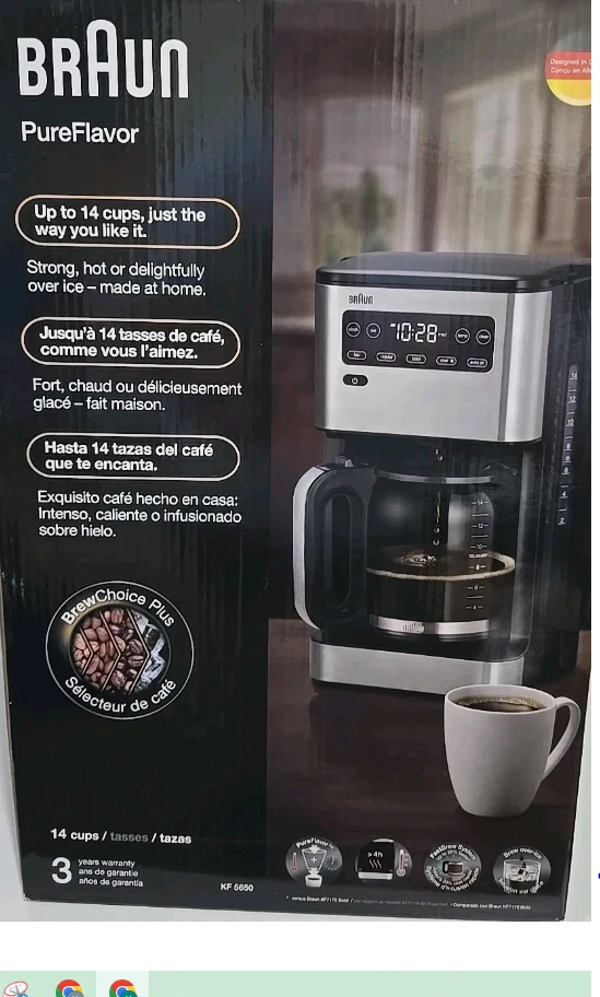 Braun KF5650BK Pure Flavor Coffee Maker 14 Cup Black