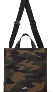 A.P.C. Mens Woven Green Camouflage Tote - Picture 1 of 8