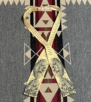 Bronzini Street Scene Vintage Men's Yellow Graphic Bow Tie Silk T44 - Изображение 1 из 4