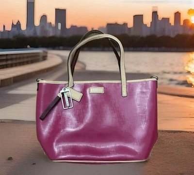 Coach Park Metro Tote Womens Patent Leather Luxury Pink Sophistication F25028 - Image 1 of 4