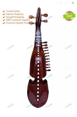 印度专业阿富汗 Rabab Tun 木制设计师 Kabuli Rubab 带包 — 第 1/4 张图片