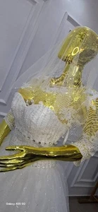 White Wedding Dress With Veil Size 14 - Picture 1 of 11