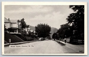 Chester West Virginia~Homes on Both Sides Residential Street~1940s Cars~B&W PC - Picture 1 of 2