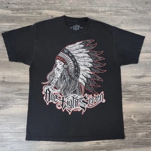 Y2K 187 Incorporated Female Native Headdress Tee Mens Large Black Made In USA - Picture 1 of 15