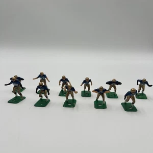 Electric Football Navy Team 11 Player Figurines Blue Gold Helmets Green Bases - Picture 1 of 10