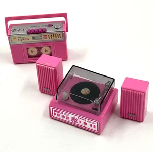 Accesorios Barbie vintage años 80 boombox radio y tocadiscos cuerda juguete funciona - Imagen 1 de 9