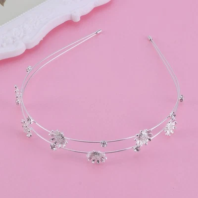  Donne Strass Fascia Doppio Strato Argento Cerchio per Capelli da sposa Anello - Immagine 1 di 4