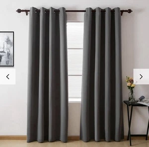 "50"" X 95"" 2 paneles ojales cortinas oscurecedoras gris oscuro apagón aislado" - Imagen 1 de 3