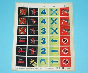 JURASSIC PARK THE LOST WORLD BOARDGAME SPARE UNUSED DICE STICKER SHEET 1997 MB - Foto 1 di 1
