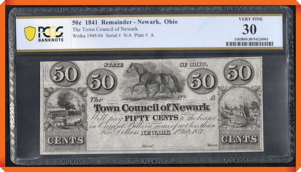 KC- 1841 Town Council of Newark 50¢ - VF 30 by PCGS Banknote - Image 1 of 2