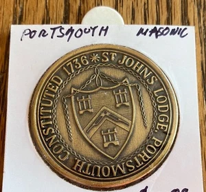 1986 PORTSMOUTH NH ST JOHN'S MASONIC LODGE 250. MEDAILLE - SCHÖNES DETAIL - NACHLASS - Bild 1 von 2