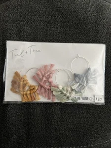 Boho Set of 4 Beautiful WINE CHARMS Macromé Tassels Cute - Picture 1 of 2