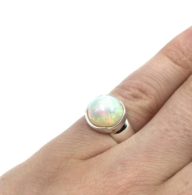 Anello in argento sterling 925 4,6 carati opale gioielli preziosi anello a fa... - Immagine 1 di 4