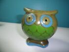 60s-70s Owl Votive Holder Blue And Green