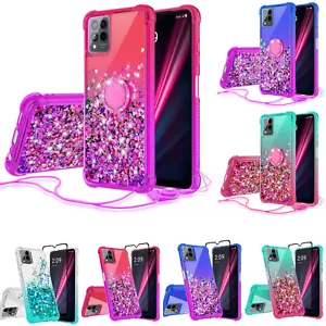 For TMobile REVVL 6 Pro 5G Case Liquid Glitter Diamond Cover with Tempered Glass - Picture 1 of 31