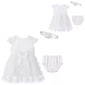 Baby Girl Flower Lace Wedding First Birthday Baptism Christening Dresses And Hat - Foto 1 di 19