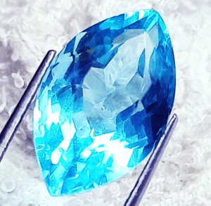 Piedra preciosa suelta aguamarina 12,80 quilates forma marquesa con certificado - Imagen 1 de 6
