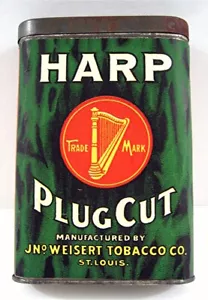 Etichetta di carta vintage taglio spina arpa tascabile latta tabacco John Weisert Tob St Louis - Foto 1 di 3