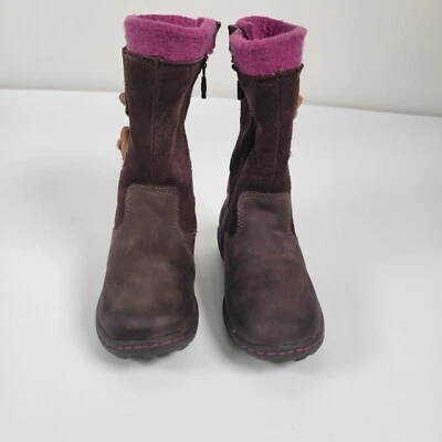 Timberland Girls Boots Suede Brown/Fuschia Pink Size 9 US - Image 1 of 4