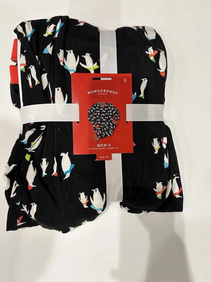 Wondershop Mens 2 pc Pajamas Set Black Penquins Pajama Size Large - Image 1 of 1