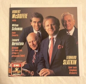 Robert Mcduffie Leonard Slatkin Schuman Bernstein Violin Con Classical Music CD - Picture 1 of 8