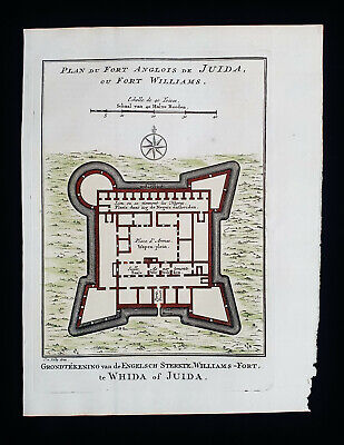 1754 J.n. Bellin: Africa Western, Fort William, Ghana, Anomabu, Afrique... • 12.27£