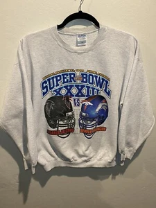 Vintage NFL Superbowl XXXIII 33 Denver Broncos Atlanta Falcons Gray XL Crewneck  - Picture 1 of 6