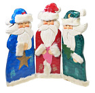 8.5? Wood Tri Fold 3 Santa Panel Screen Figurine Christmas Holiday Tabletop Deco