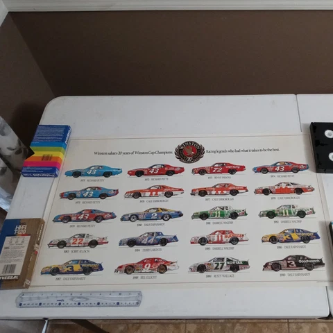 Vintage NASCAR Poster Winston Cup Champions 20th Anniversary 1990 33" x 20" VTG Cover