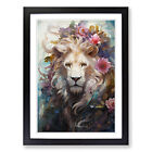 Lion Rococo Wall Art Print Framed Canvas Picture Poster Decor Living Room