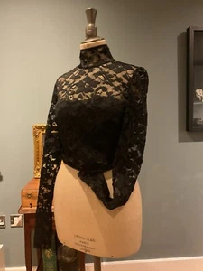 Brand-new Mangano Italy Black Lace Top Size S - Picture 1 of 9
