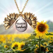 Double Layer Open Locket Pendant Necklace New New ListingSunflower You Are My Sunshine Gold