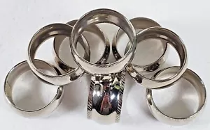 Silvertone Napkin Rings Detailed Edging Set of 8 - Picture 1 of 3
