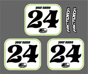 Flat track mx Custom Pre Printed Number plate decals ANY COLORS, # , NAME WG - Foto 1 di 3