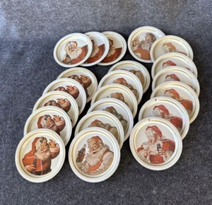 Vintage 1983 Coca-Cola SANTA CLAUS Coaster Lot of 21 Metal Tin ~ 5 Fun Designs - Picture 1 of 17